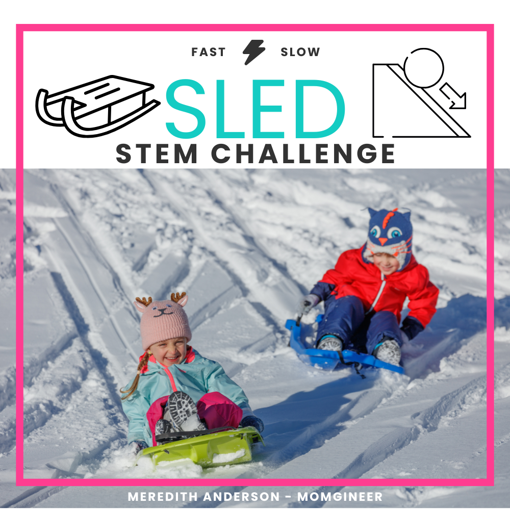 Force and motion STEM activity for winter with sleds - fast and slow sleds Olympic STEM Challenge