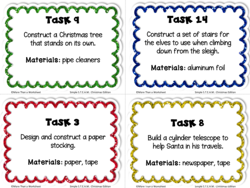 Simple STEAM Christmas free task cards