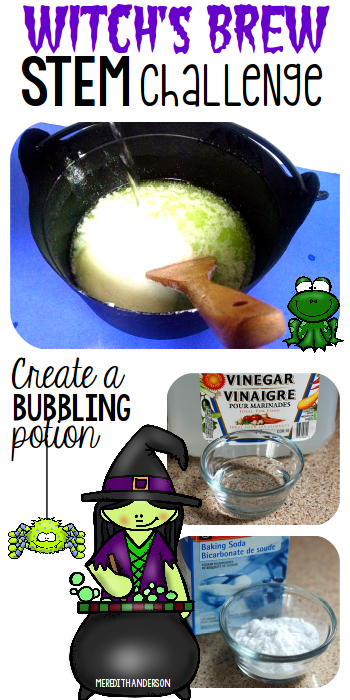 Halloween STEM Challenge - Create a bubbling witch's brew potion! | Meredith Anderson for STEM Activities for Kids