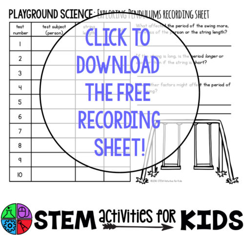 Playground Science Recording Sheet Download - STEM Activities for Kids