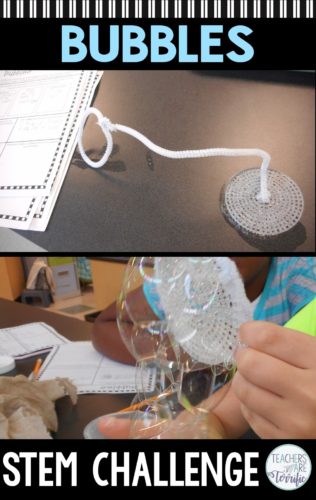 STEM Challenge for spring time! Students experiment with bubble solution and then design their own bubble wands! Check this blog post for the details.