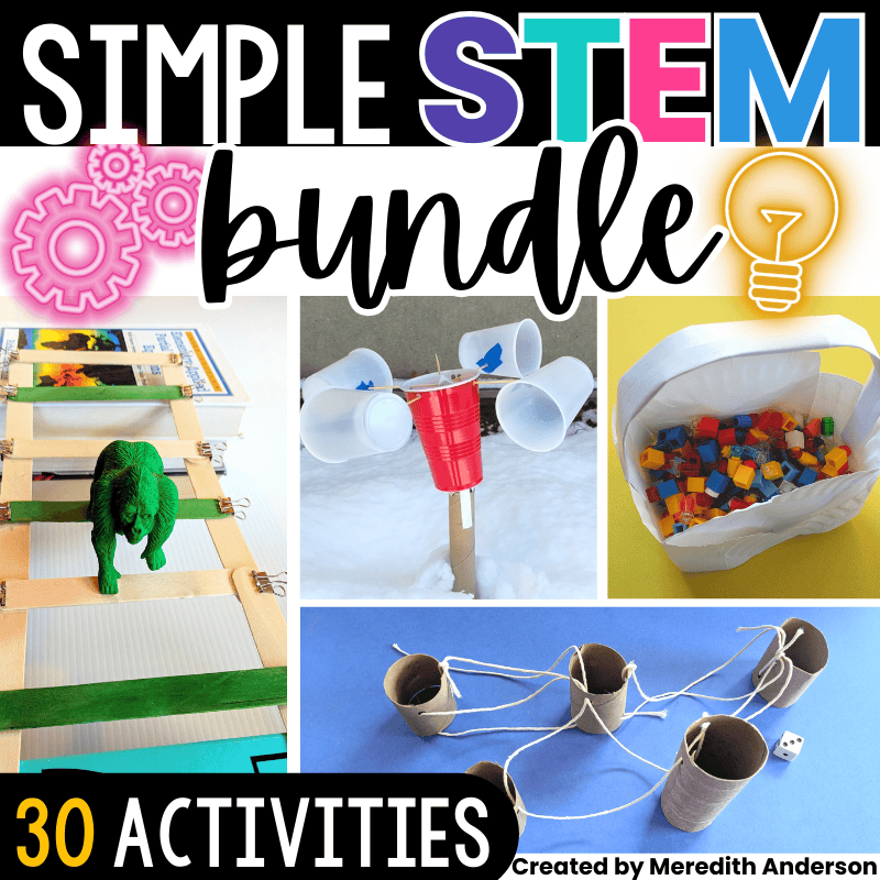 30 simple STEM activities with popsicle sticks, cups, paper plates, etc