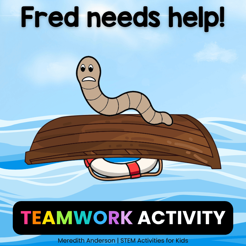 Fred the worm is in trouble! His boat has capsized. He needs his life preserver on and to get back into his boat!
 
